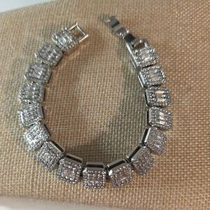 Iced Out Silver Link Bracelet NWOT